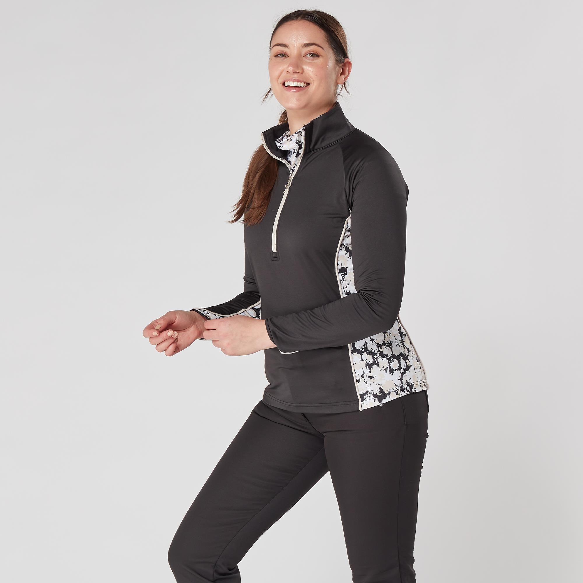 Swing Out Sister Maisy Ladies Golf Mid Layer Bleached Sand/Pearl Black
